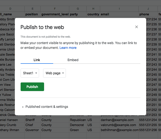 Publish to the web