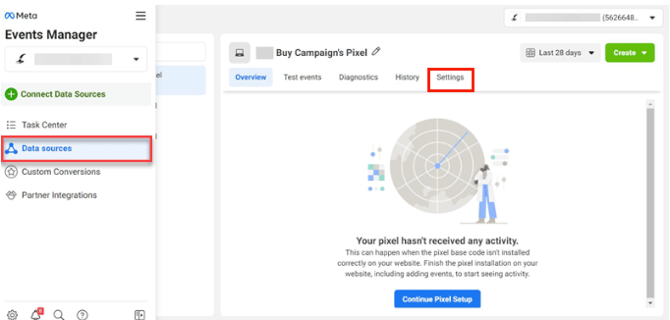 Meta Pixel "Settings"