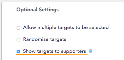 Show targets to supporters