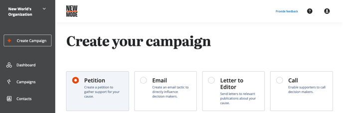 V2 Invitation Process Step 6 - Taken to Create Your Campaign page